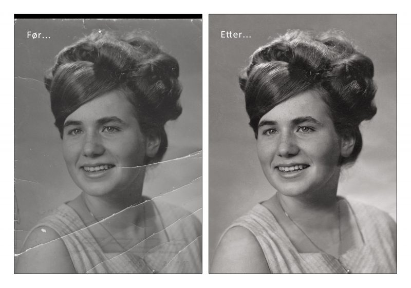 Før og etter avfotografering av gamle bilder